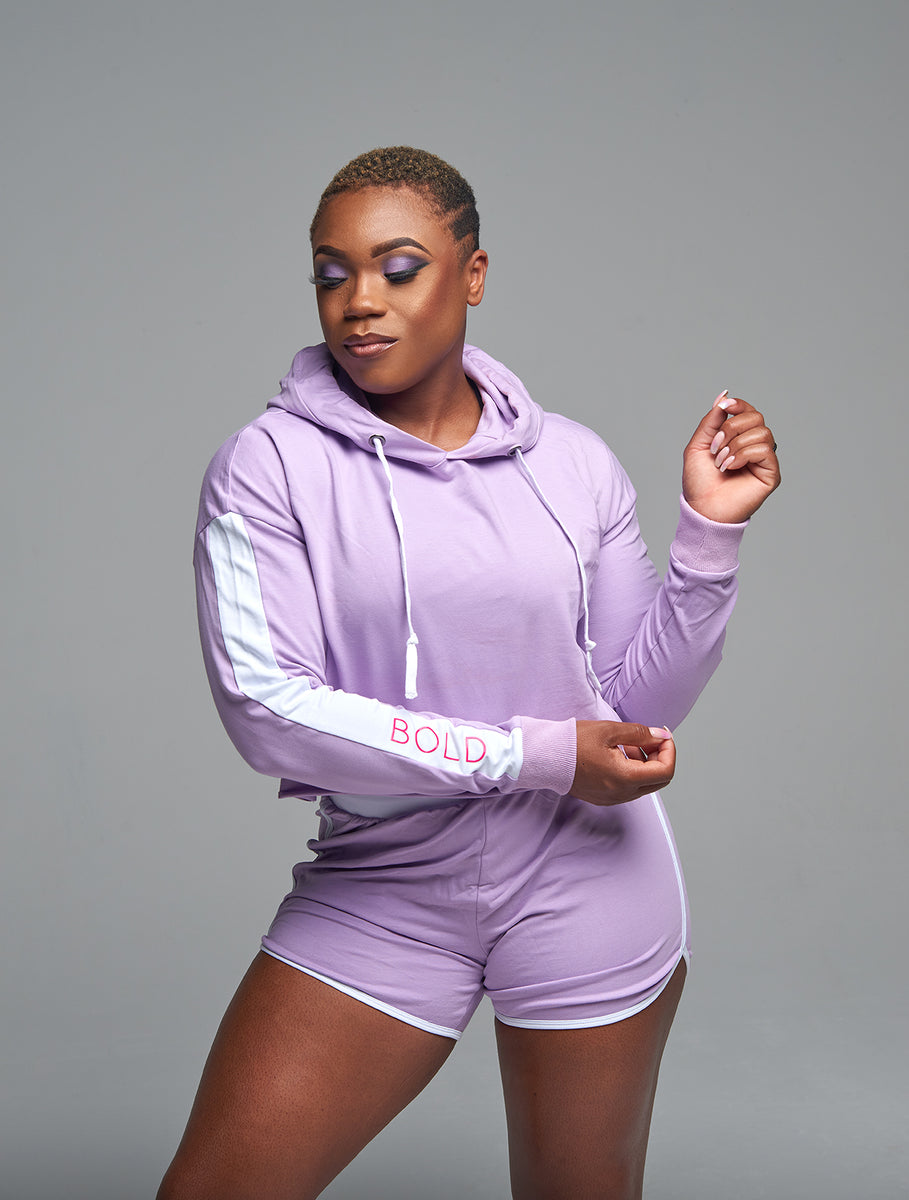 Crop hoodie tracksuit discount set